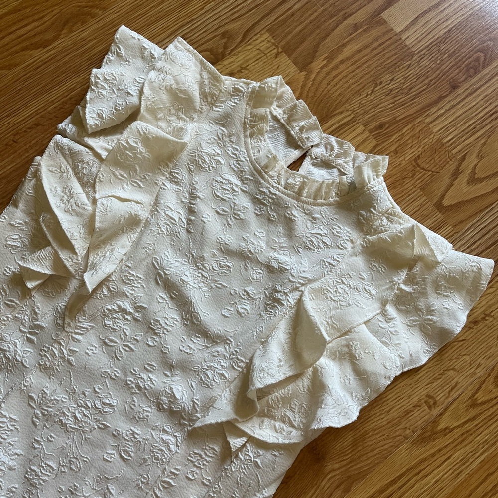 SHEIN - Floral Detail Cream Blouse